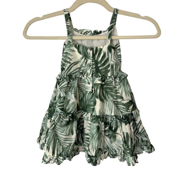 Janie & Jack Girls Tropical Print Ruffle Dress Sleeveless Green White 18-24 mos - Picture 2 of 6